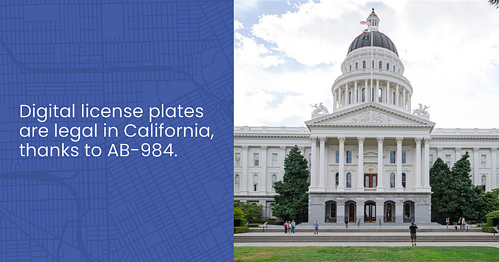 What does Assembly Bill AB-984 say about digital license plates?